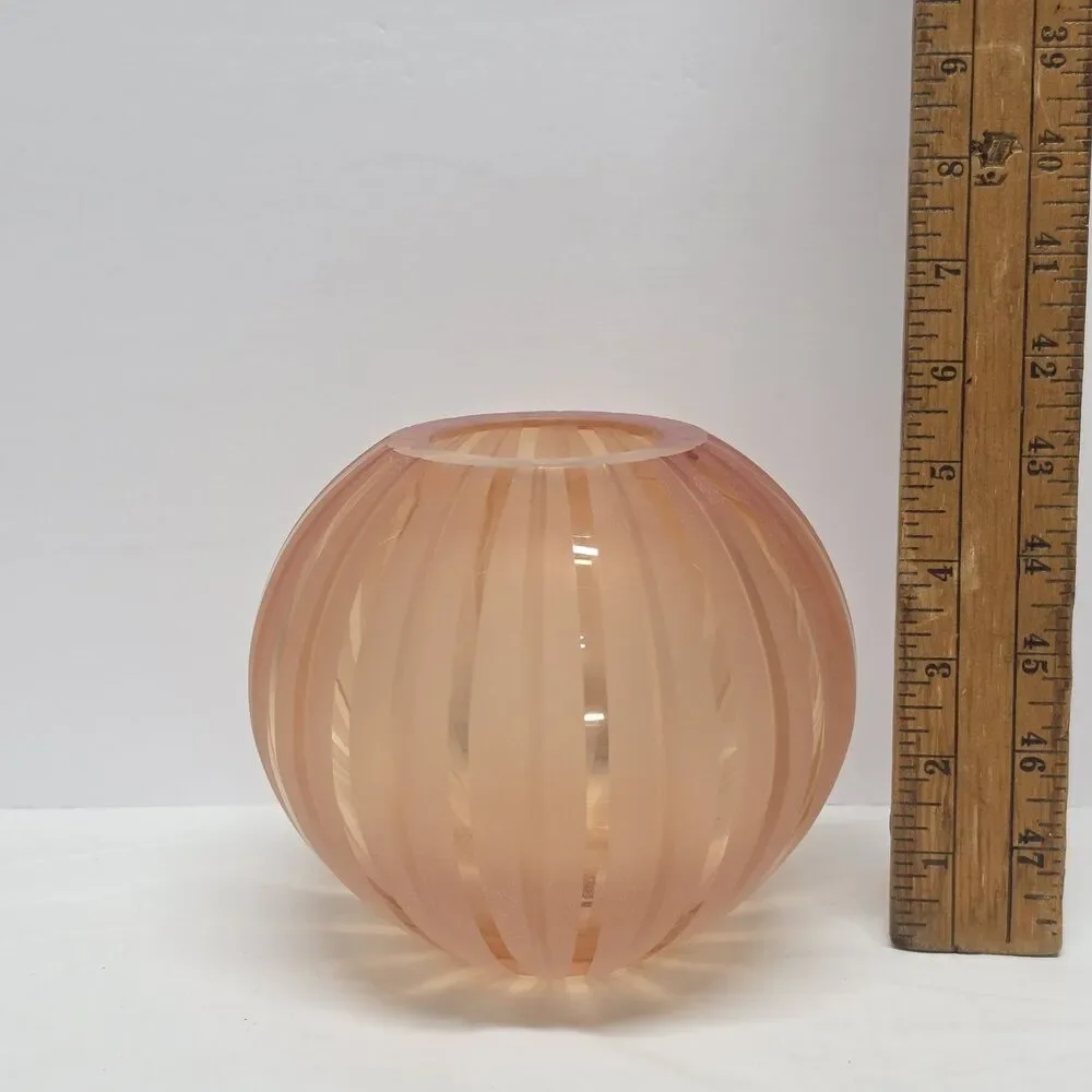 Vintage Waterford Evolution Blush Amber Striped Round Vase 5.25